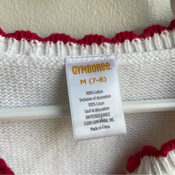 GYMBOREE WHITE RED CHERRY POCKET CARDIGAN SWEATER SIZE 7/8 100% COTTON - Picture 5 of 5